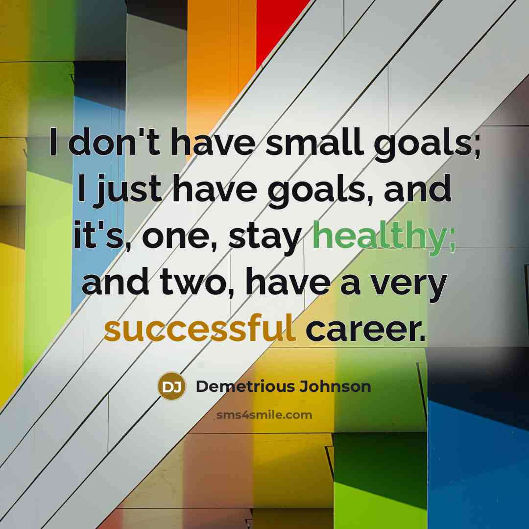 “I don't have small goals; I just have goals, and it's, one, stay healthy; and two, have a very successful career.” quote by Demetrious Johnson