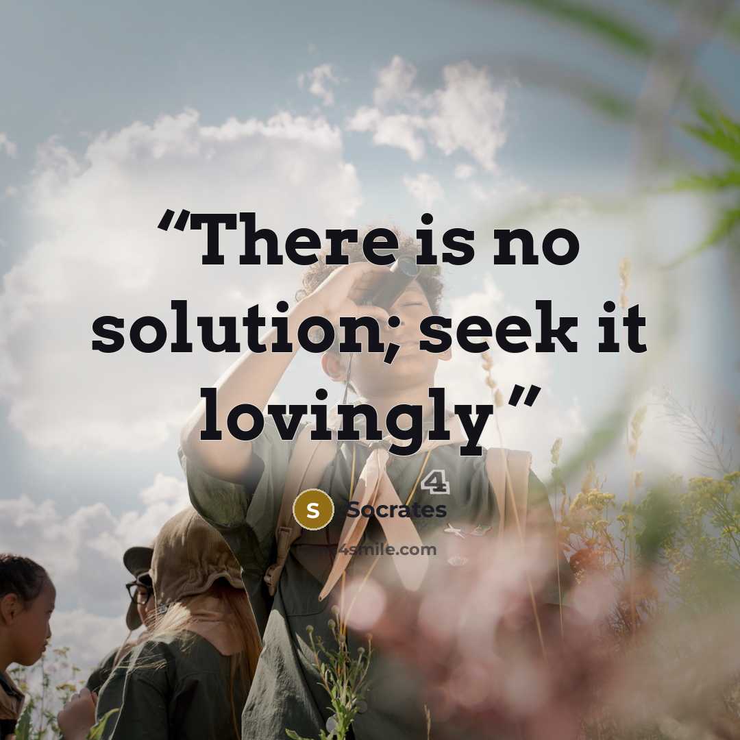 “There is no solution; seek it lovingly” quote by Socrates
