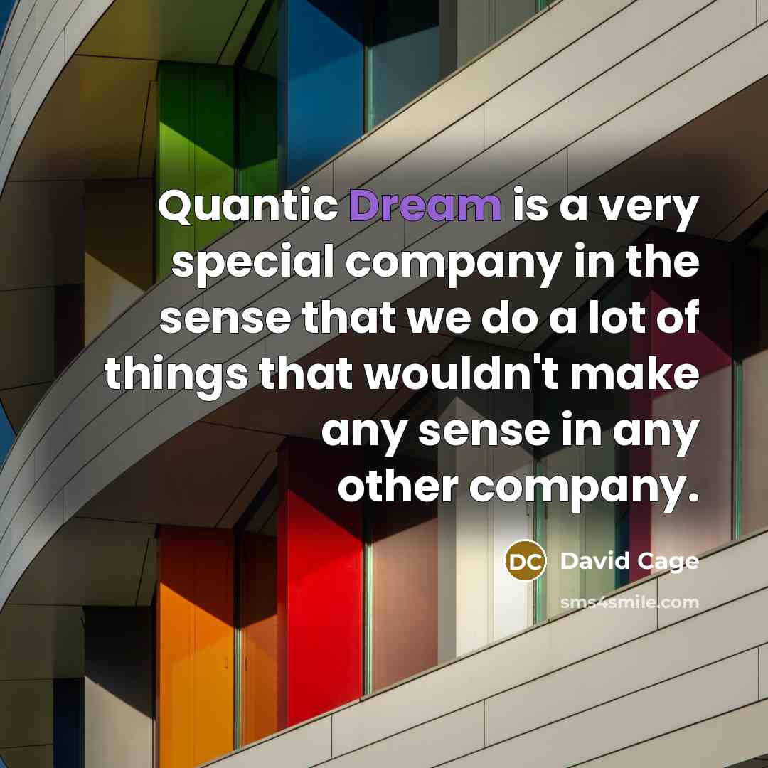 “Quantic Dream is a very special company in the sense that we do a lot of things that wouldn't make any sense in any other company.” quote by David Cage