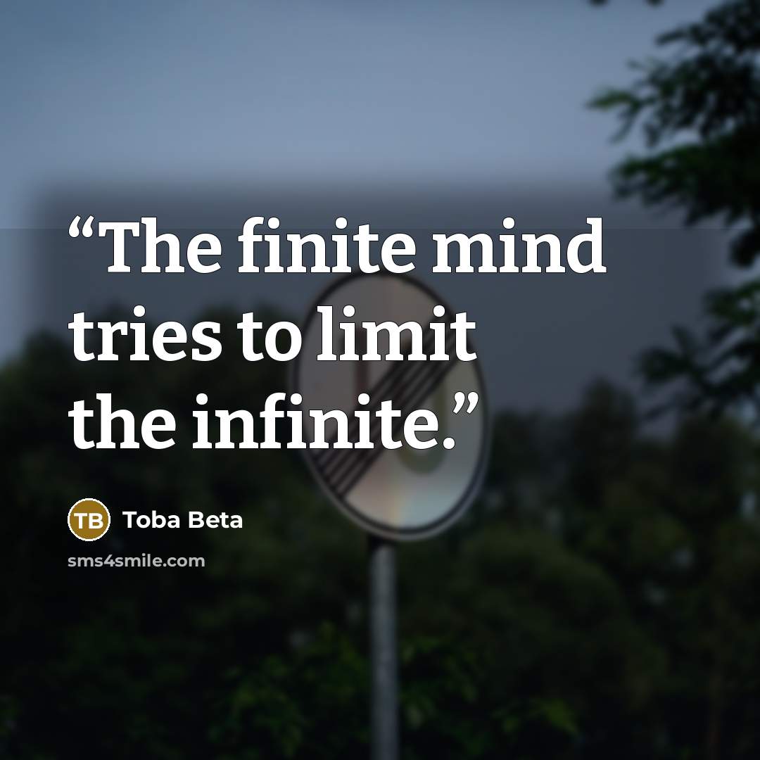 “The finite mind tries to limit the infinite.” quote by Toba Beta