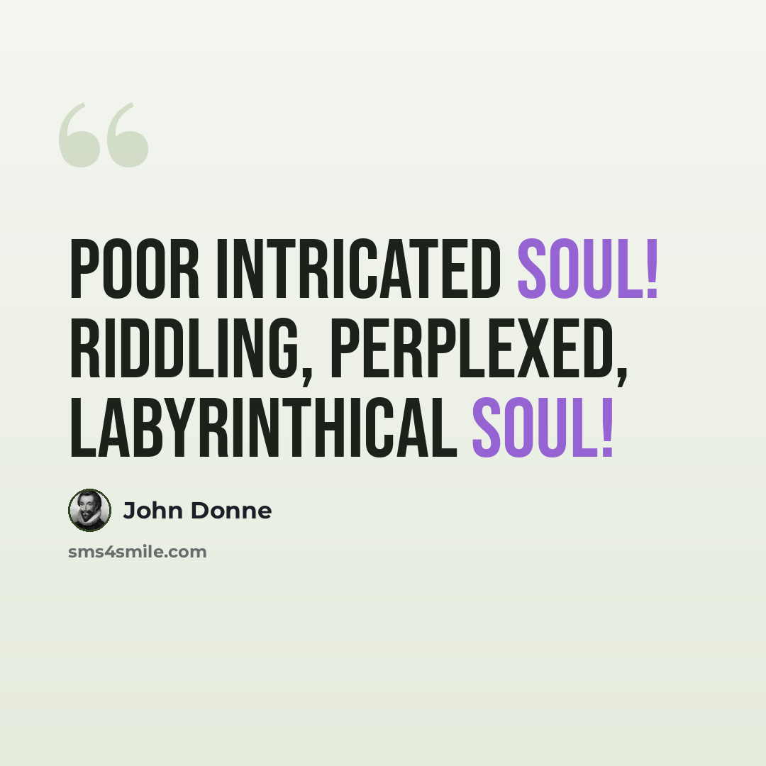 “Poor intricated soul! Riddling, perplexed, labyrinthical soul!” quote by John Donne