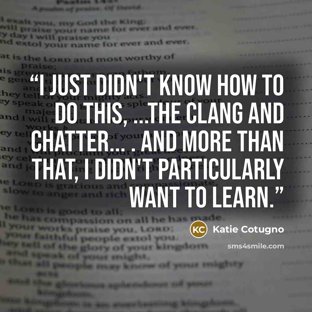 “I just didn't know how to do this, ...the clang and chatter... . And more than that, I didn't particularly want to learn.” quote by Katie Cotugno