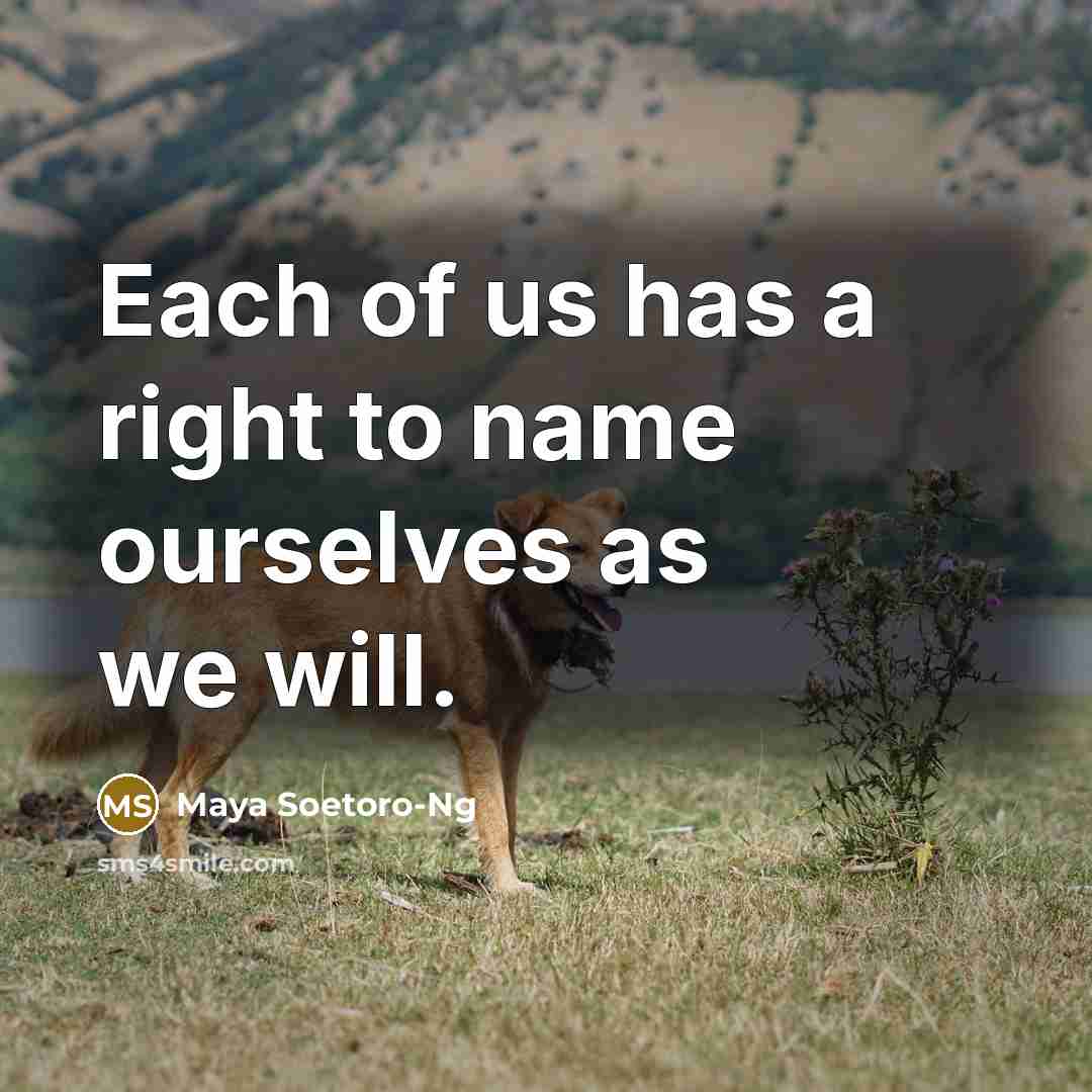 “Each of us has a right to name ourselves as we will.” quote by Maya Soetoro-Ng