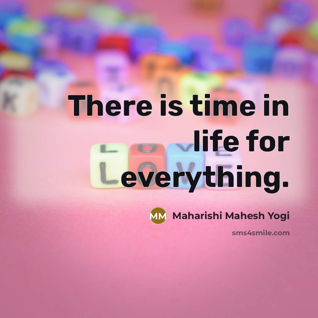 “There is time in life for everything.” quote by Maharishi Mahesh Yogi