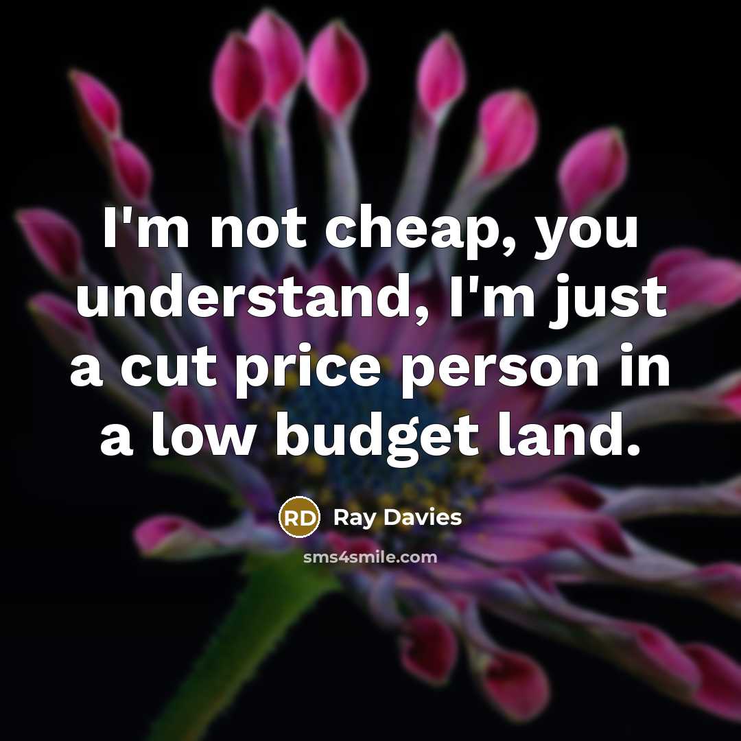 “I'm not cheap, you understand, I'm just a cut price person in a low budget land.” quote by Ray Davies