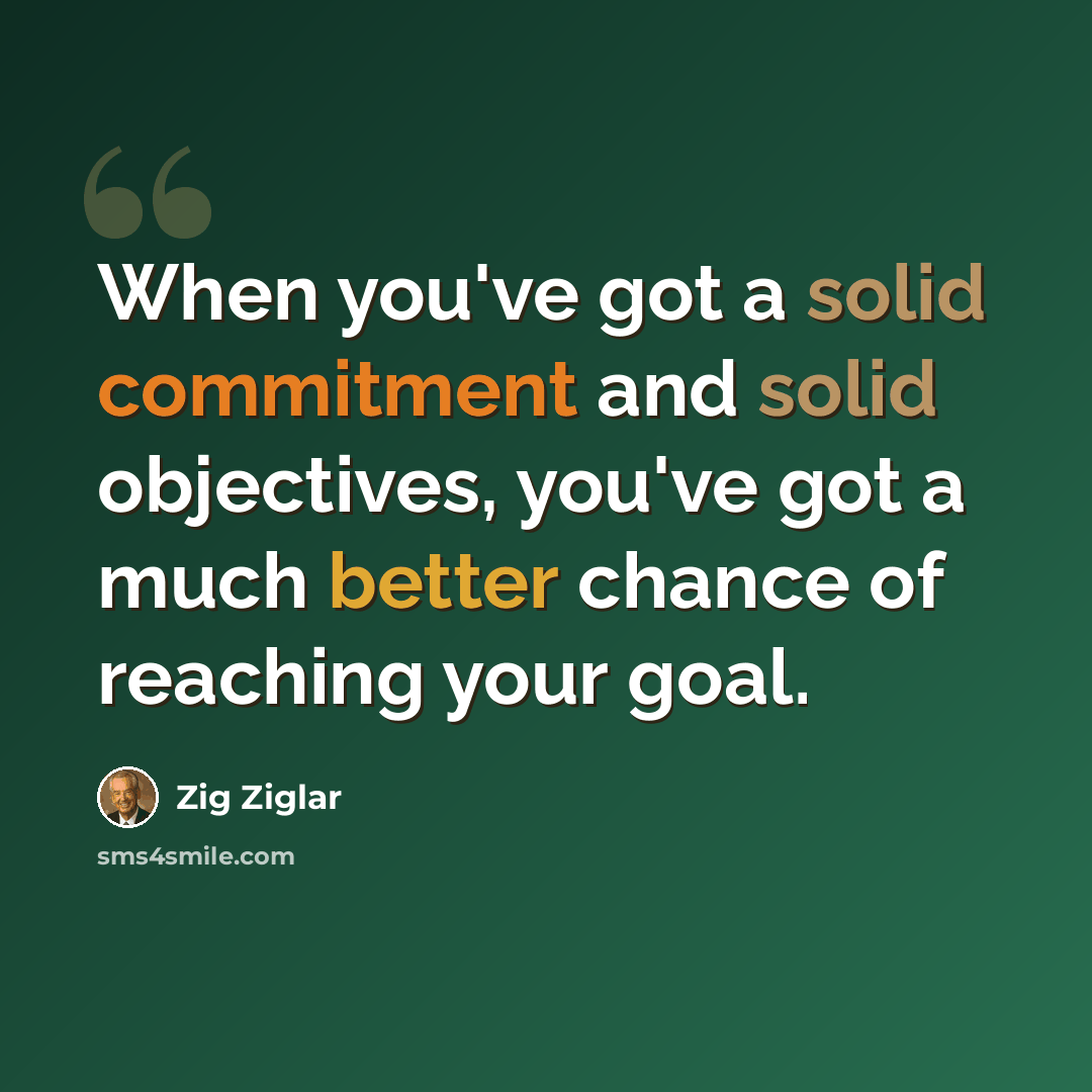 “When you've got a solid commitment and solid objectives, you've got a much better chance of reaching your goal.” quote by Zig Ziglar