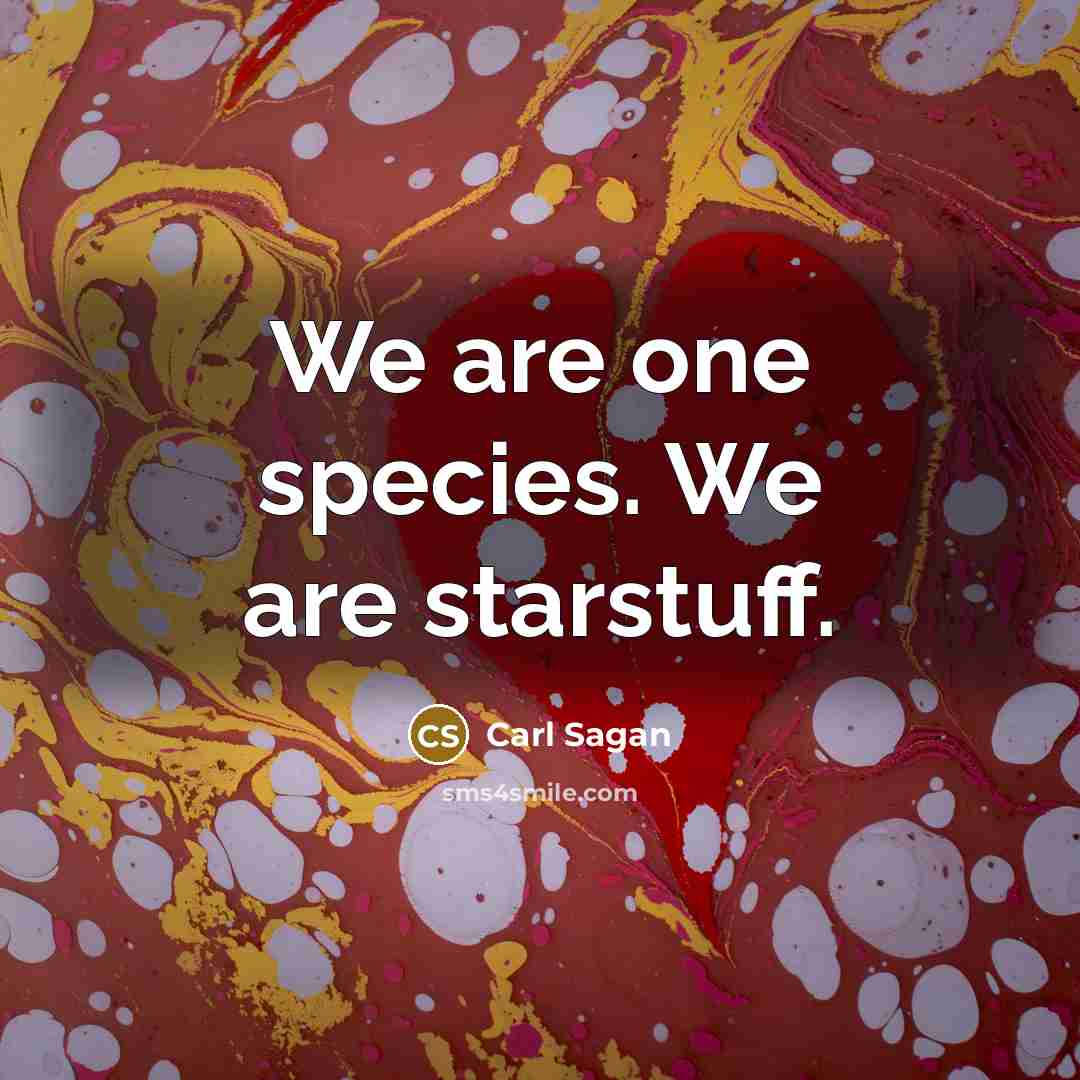 “We are one species. We are starstuff.” quote by Carl Sagan