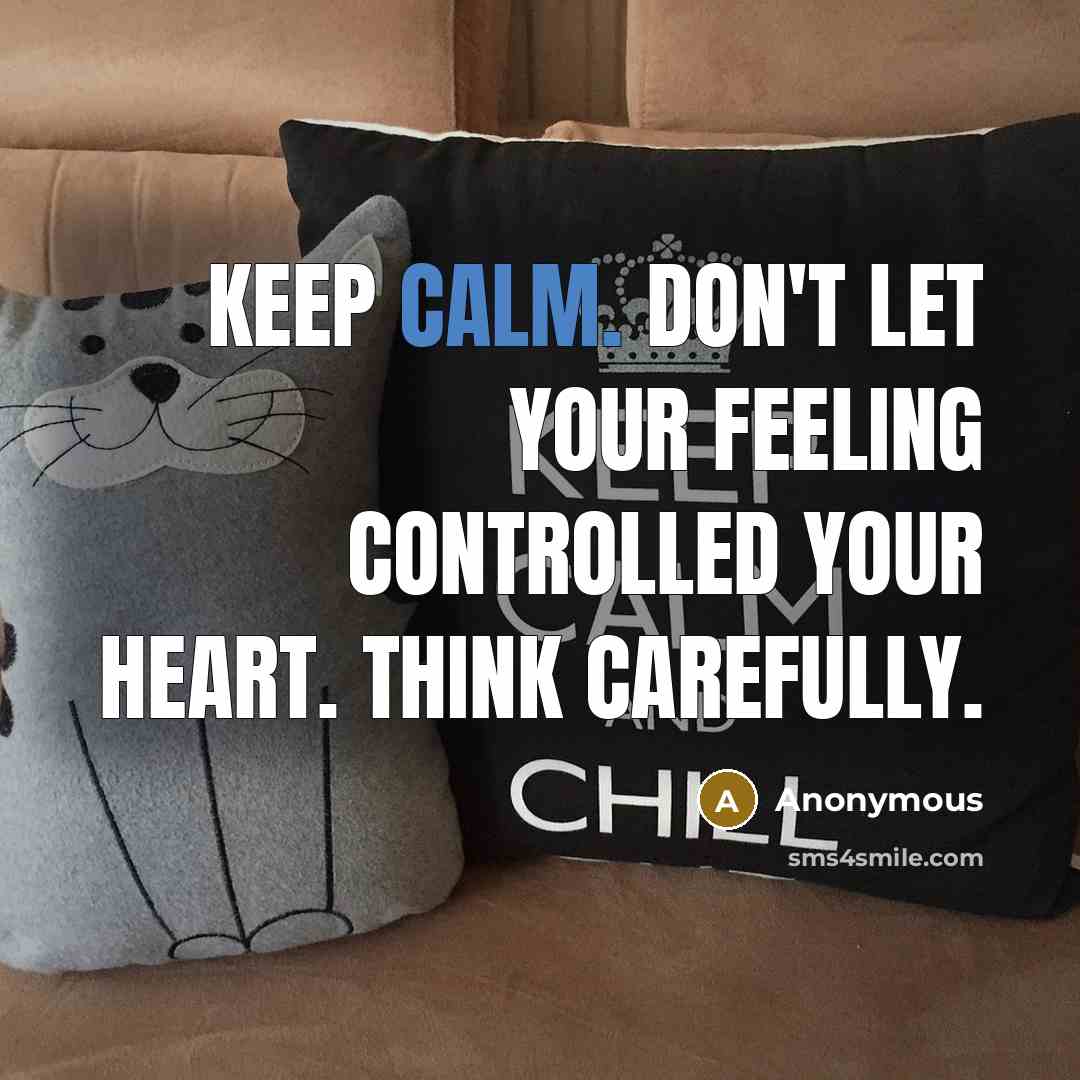 “Keep calm. Don't let your feeling controlled your heart. Think carefully.” quote by Anonymous