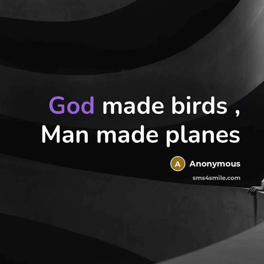 “God made birds , Man made planes” quote by Anonymous