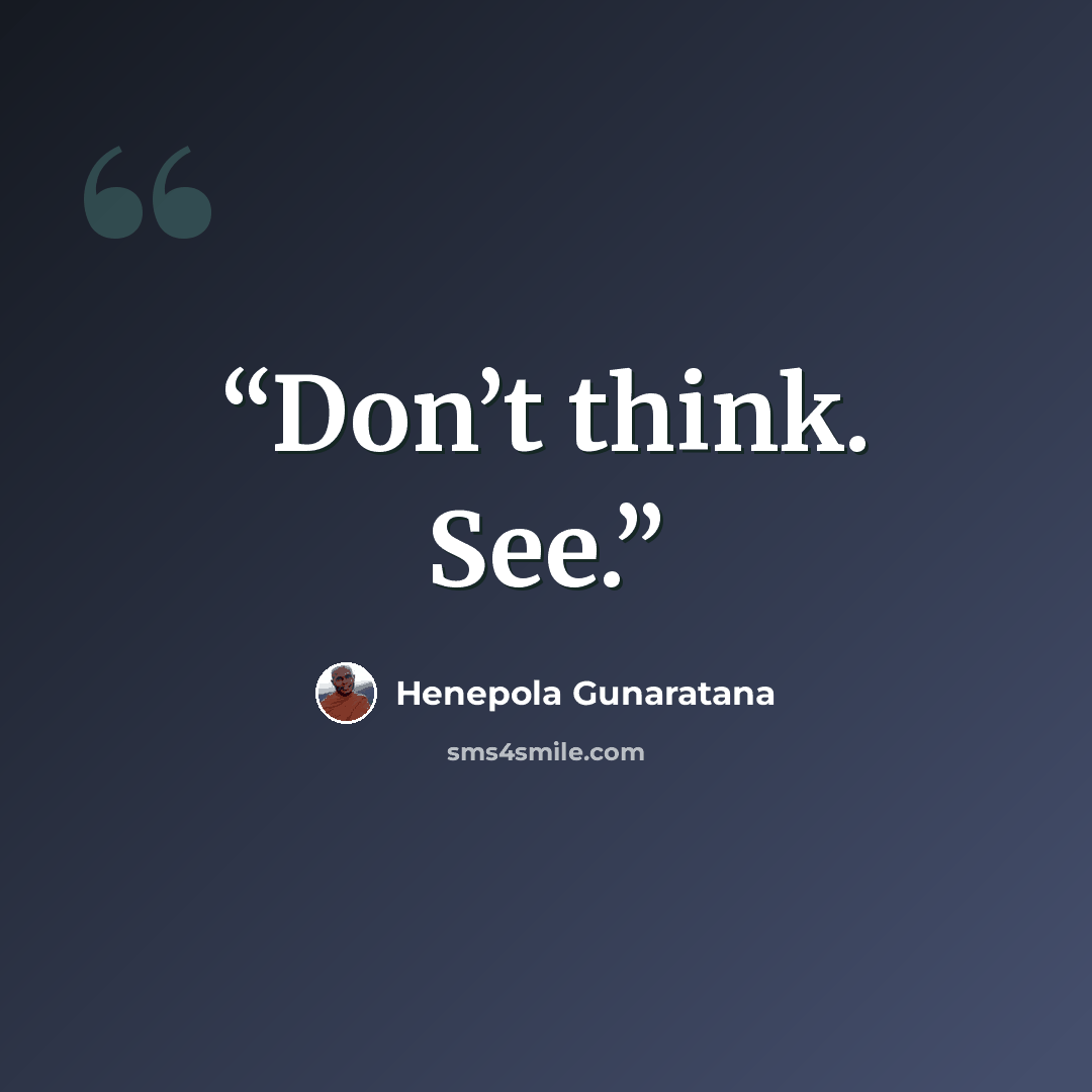 “Don’t think. See.” quote by Henepola Gunaratana