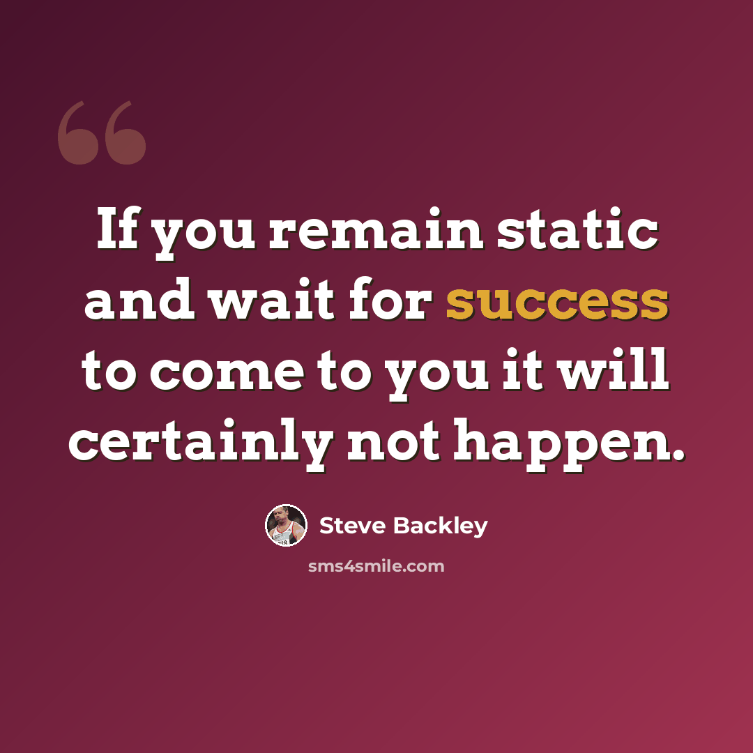 “If you remain static and wait for success to come to you it will certainly not happen.” quote by Steve Backley