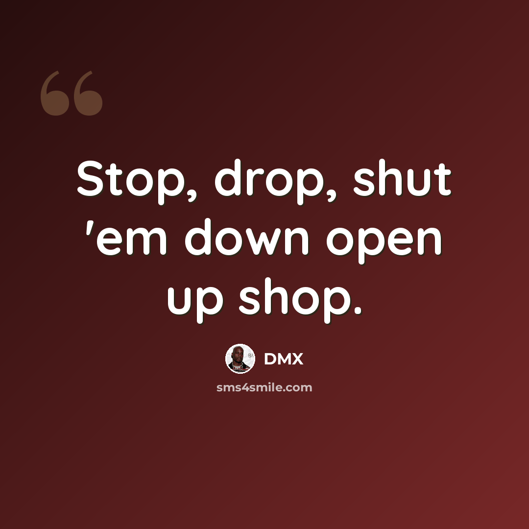 “Stop, drop, shut 'em down open up shop.” quote by Dmx