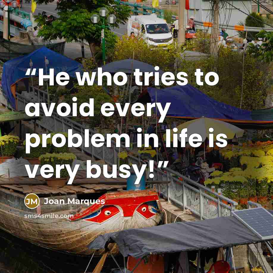 “He who tries to avoid every problem in life is very busy!” quote by Joan Marques