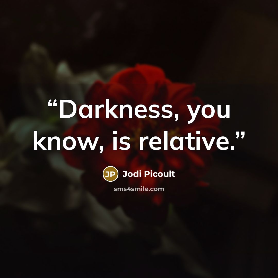 “Darkness, you know, is relative.” quote by Jodi Picoult