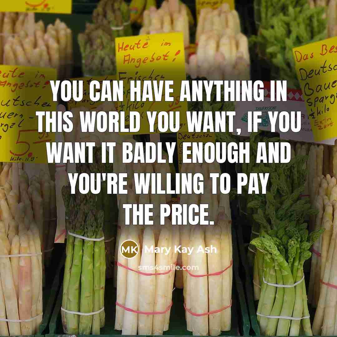 “You can have anything in this world you want, if you want it badly enough and you're willing to pay the price.” quote by Mary Kay Ash