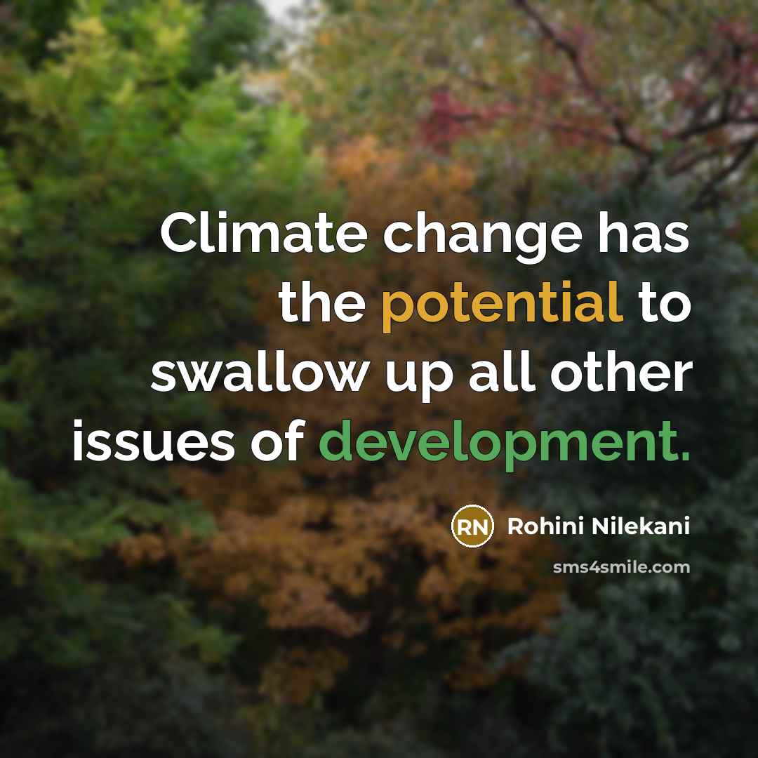 “Climate change has the potential to swallow up all other issues of development.” quote by Rohini Nilekani