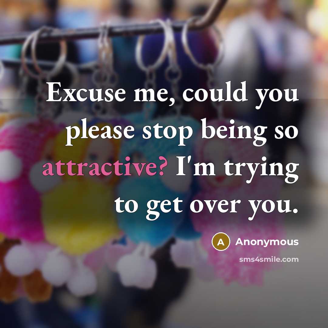 “Excuse me, could you please stop being so attractive? I'm trying to get over you.” quote by Anonymous