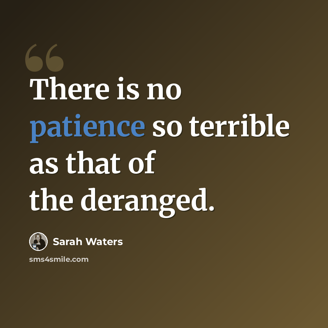 “There is no patience so terrible as that of the deranged.” quote by Sarah Waters