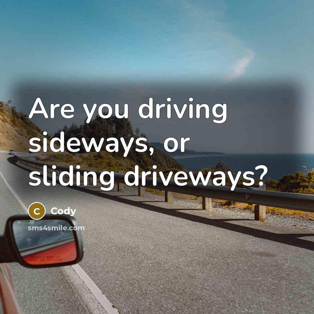 “Are you driving sideways, or sliding driveways?” quote by Cody