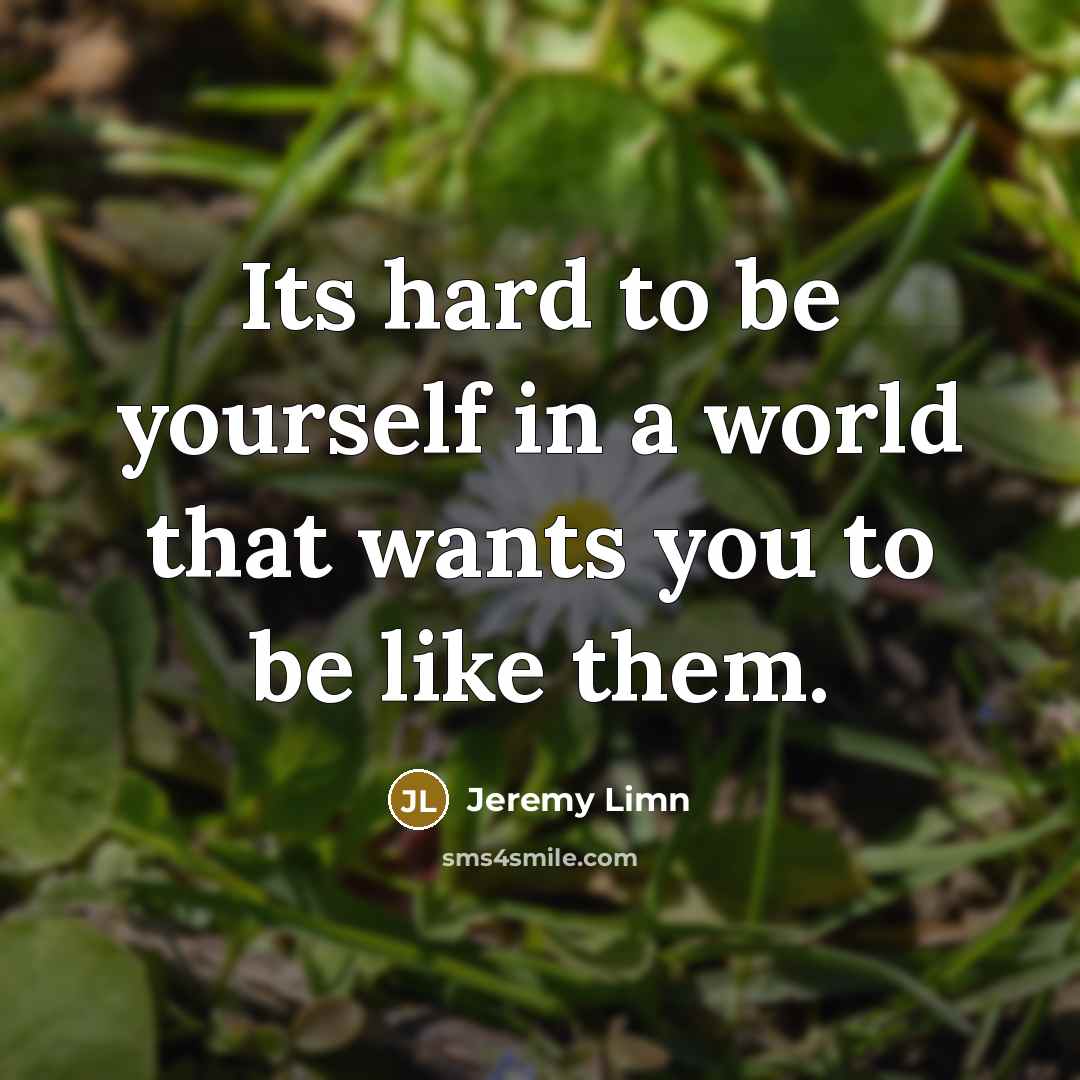 “Its hard to be yourself in a world that wants you to be like them.” quote by Jeremy Limn