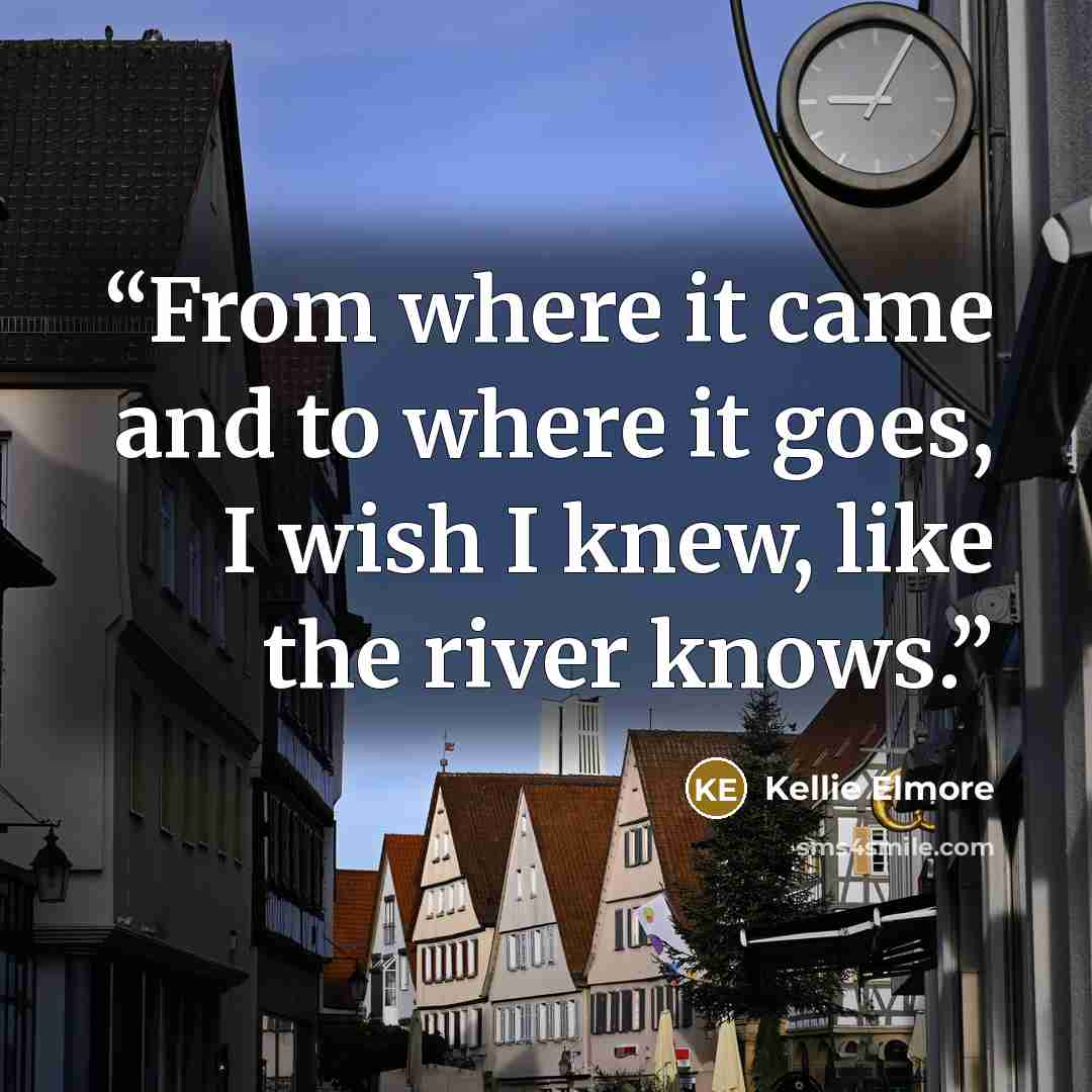 “From where it came and to where it goes, I wish I knew, like the river knows.” quote by Kellie Elmore
