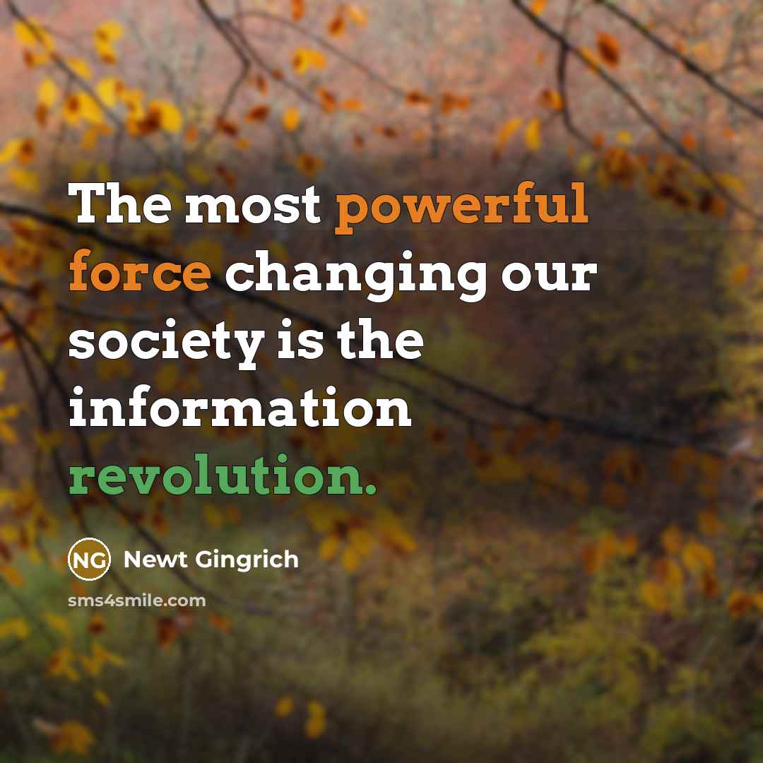 “The most powerful force changing our society is the information revolution.” quote by Newt Gingrich
