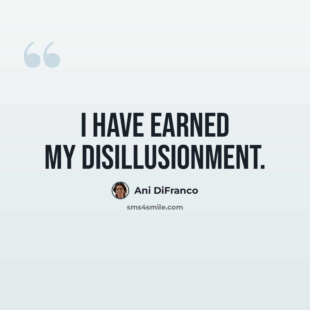 “I have earned my disillusionment.” quote by Ani DiFranco