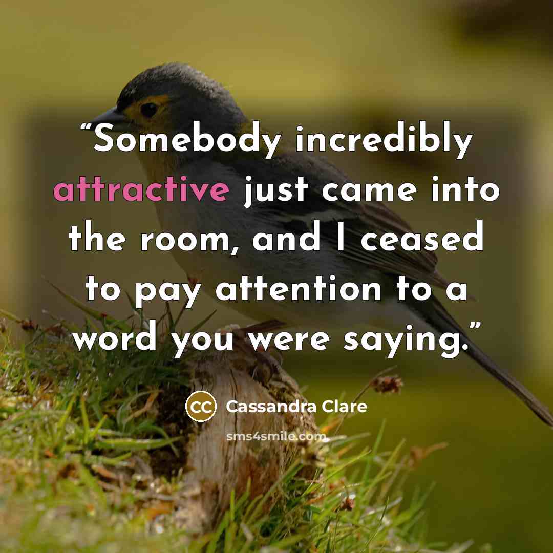 “Somebody incredibly attractive just came into the room, and I ceased to pay attention to a word you were saying.” quote by Cassandra Clare