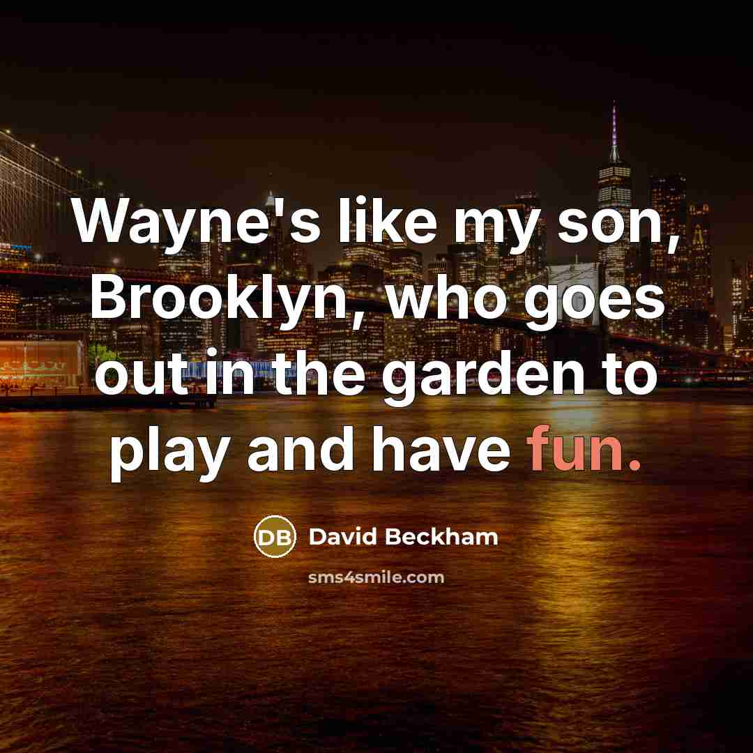 “Wayne's like my son, Brooklyn, who goes out in the garden to play and have fun.” quote by David Beckham