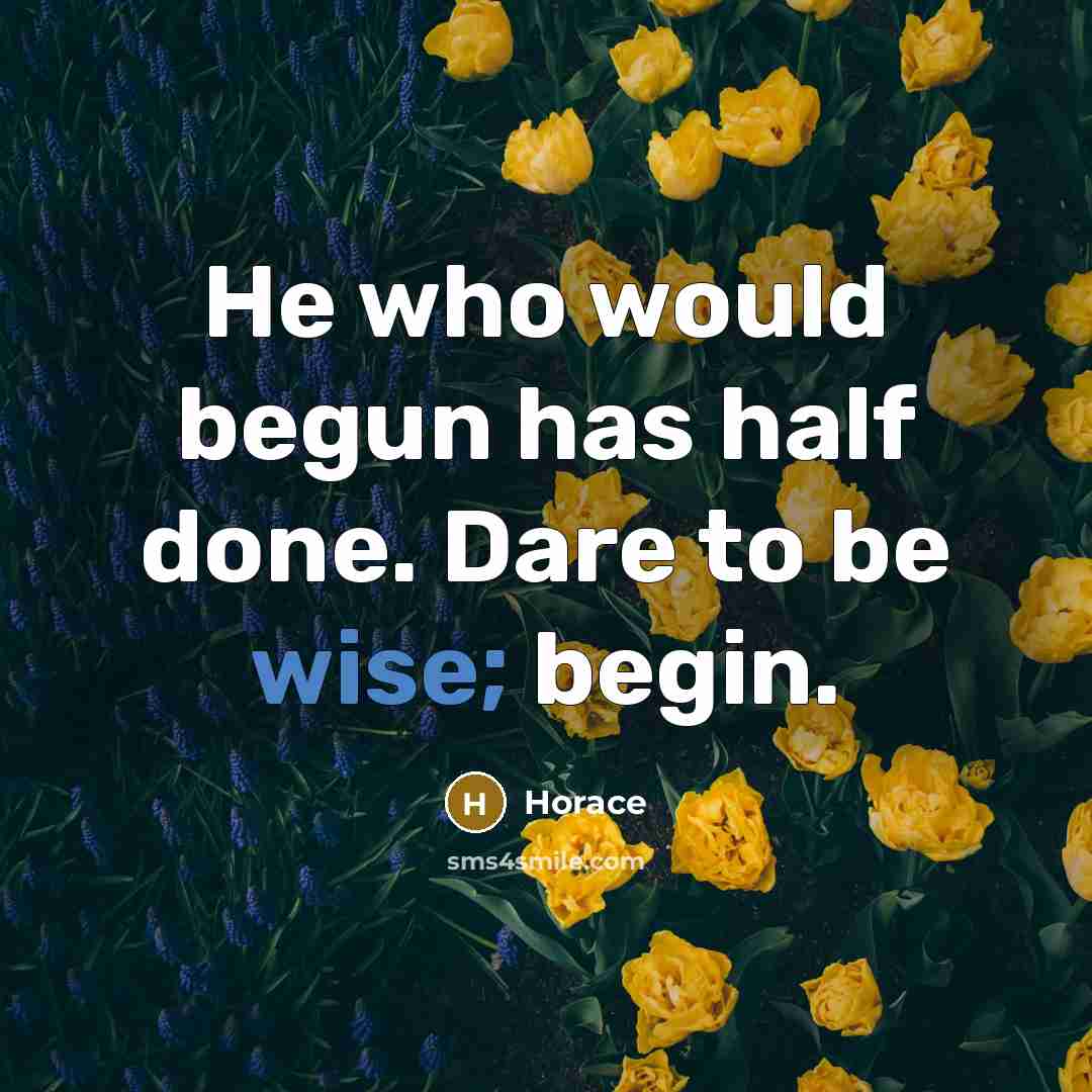 “He who would begun has half done. Dare to be wise; begin.” quote by Horace