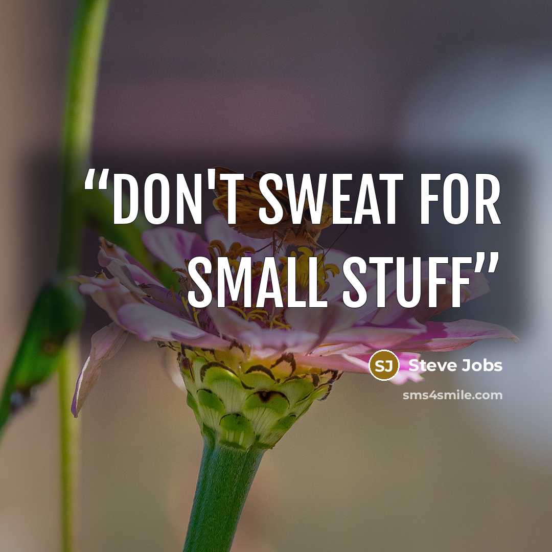 “Don't sweat for small stuff” quote by Steve Jobs