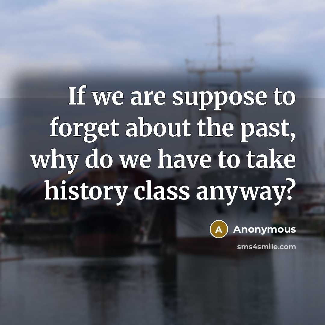 “If we are suppose to forget about the past, why do we have to take history class anyway?” quote by Anonymous