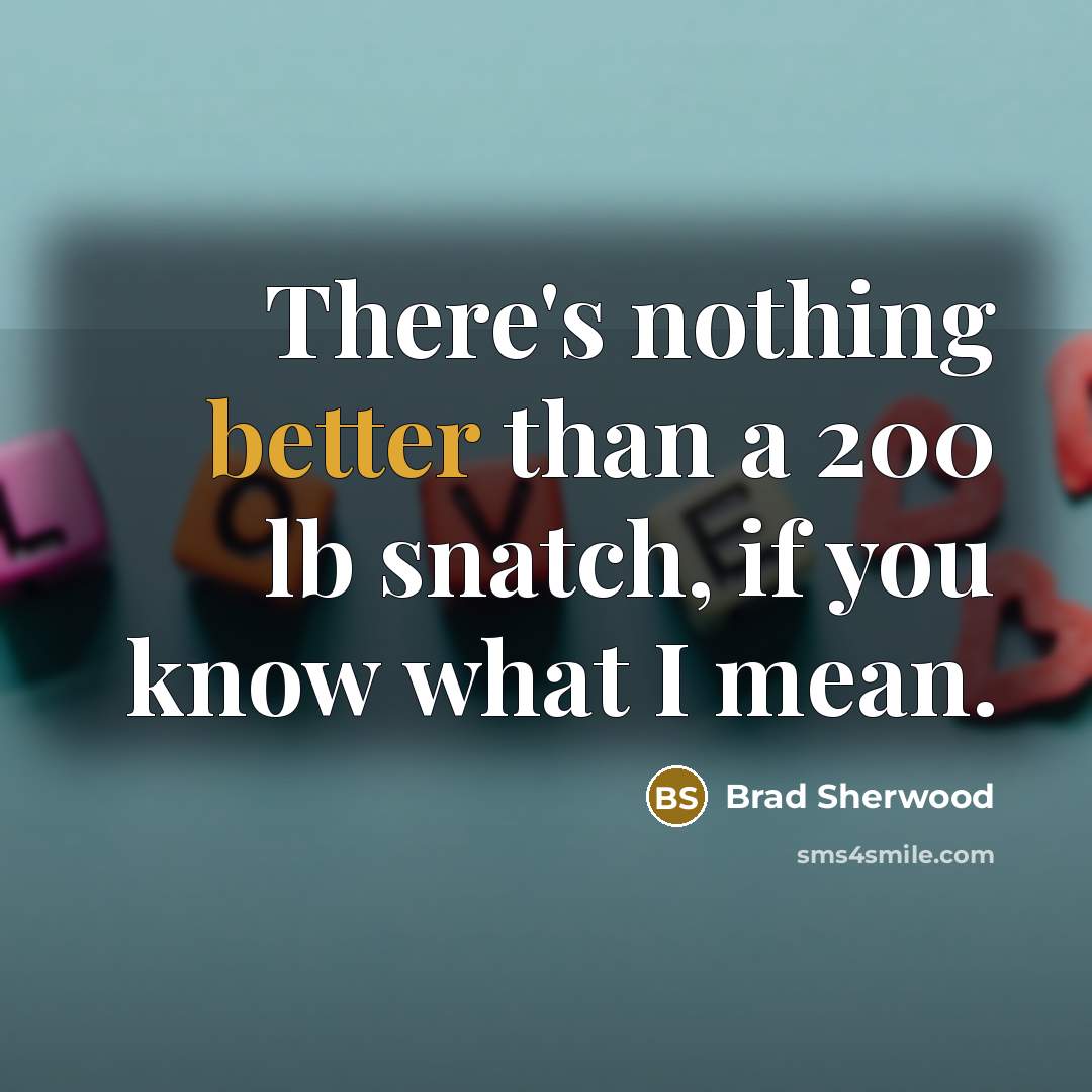 “There's nothing better than a 200 lb snatch, if you know what I mean.” quote by Brad Sherwood