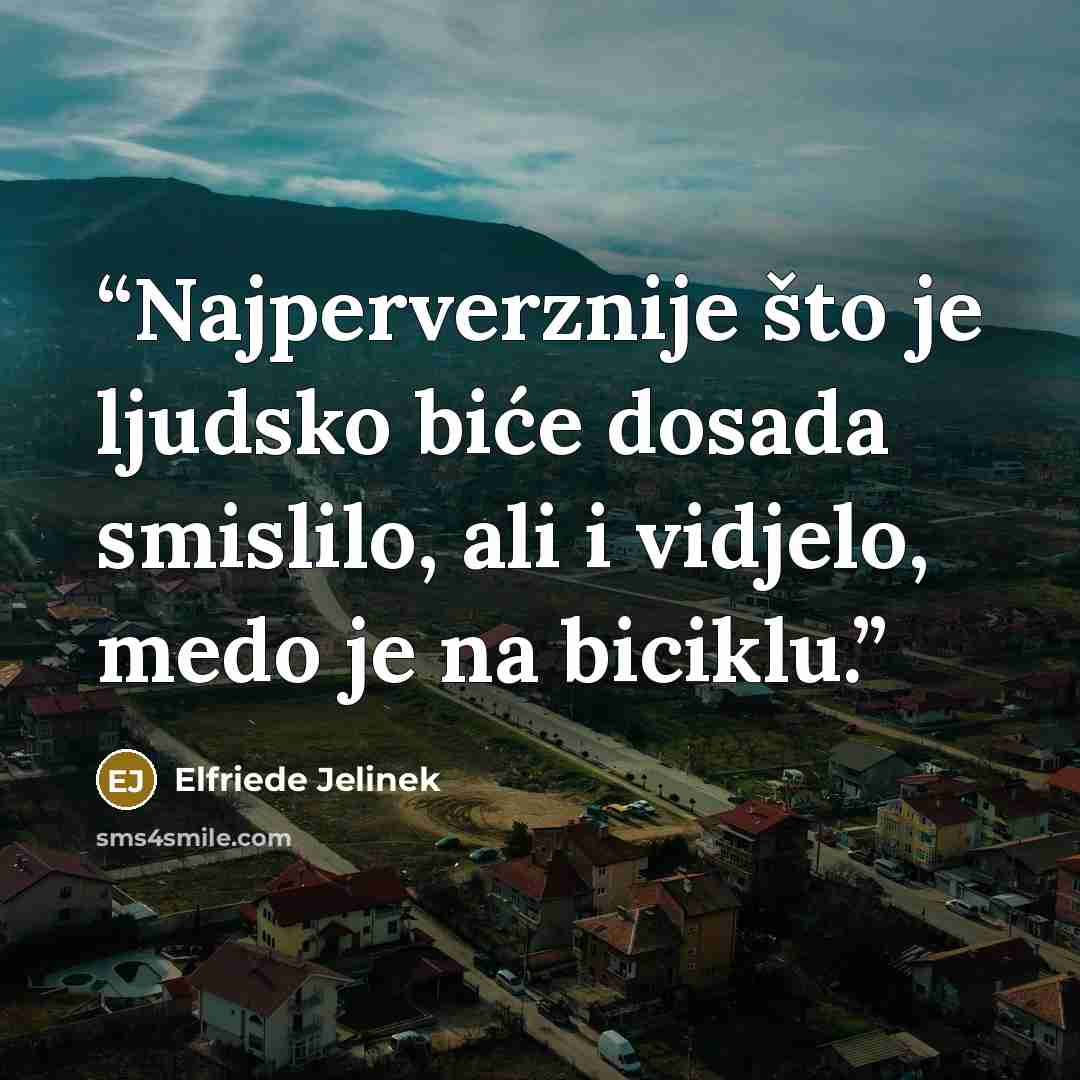 “Najperverznije što je ljudsko biće dosada smislilo, ali i vidjelo, medo je na biciklu.” quote by Elfriede Jelinek