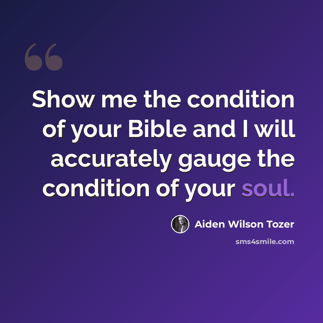“Show me the condition of your Bible and I will accurately gauge the condition of your soul.” quote by Aiden Wilson Tozer