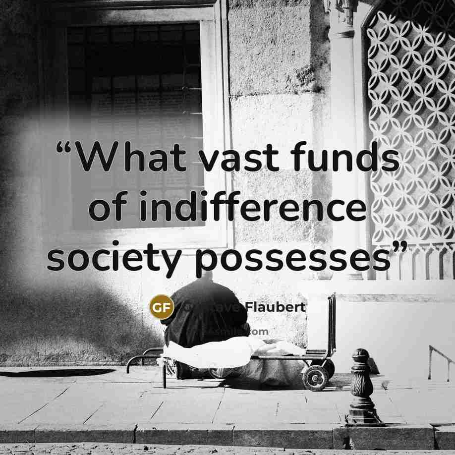 “What vast funds of indifference society possesses” quote by Gustave Flaubert