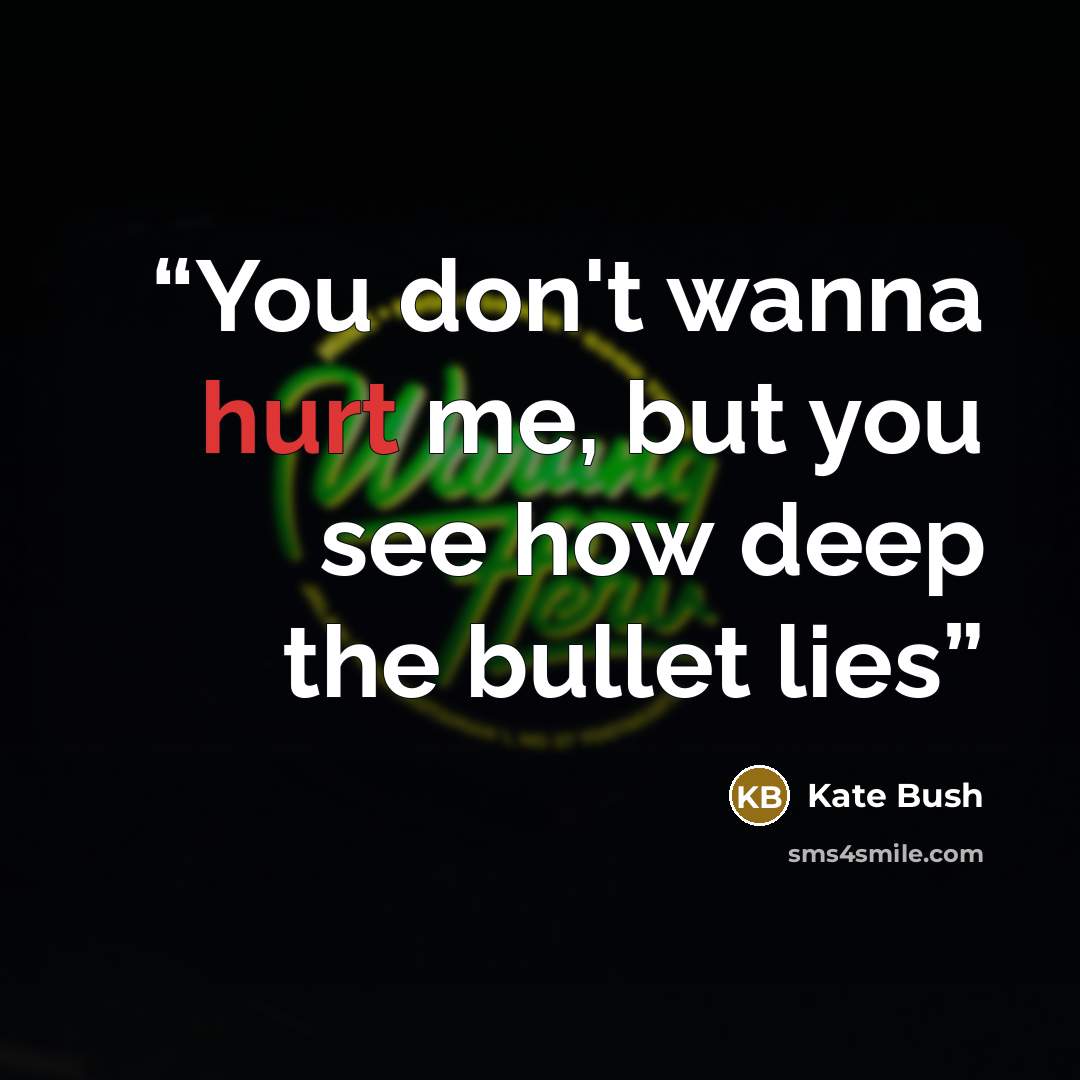 “You don't wanna hurt me, but you see how deep the bullet lies” quote by Kate Bush