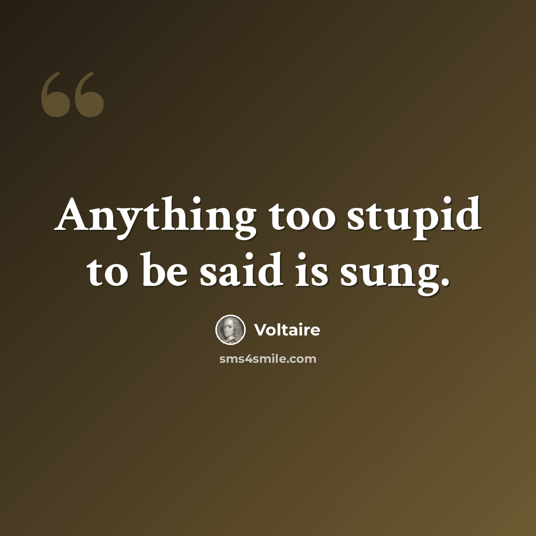 “Anything too stupid to be said is sung.” quote by Voltaire