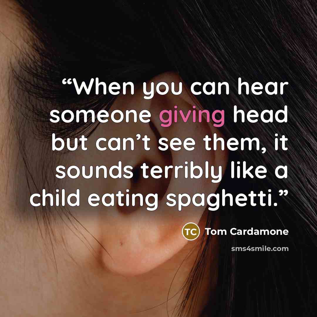 “When you can hear someone giving head but can’t see them, it sounds terribly like a child eating spaghetti.” quote by Tom Cardamone