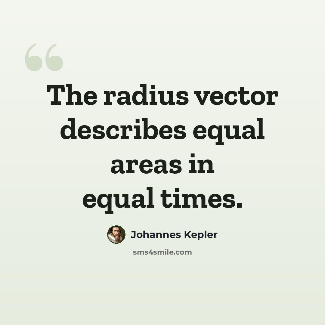 “The radius vector describes equal areas in equal times.” quote by Johannes Kepler