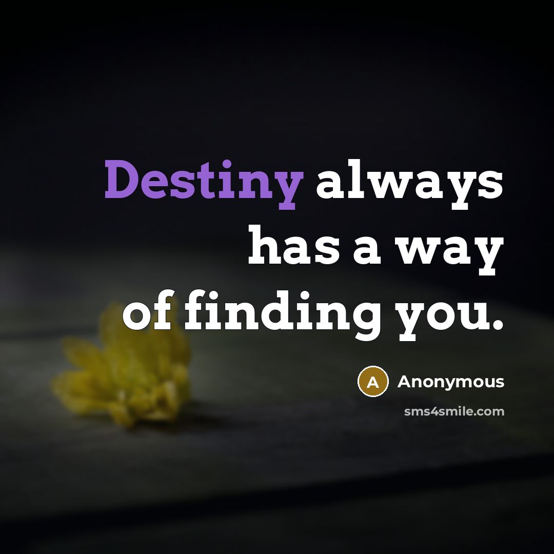 “Destiny always has a way of finding you.” quote by Anonymous