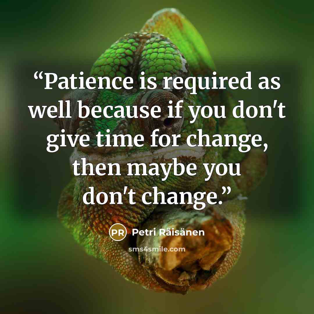 “Patience is required as well because if you don't give time for change, then maybe you don't change.” quote by Petri Räisänen