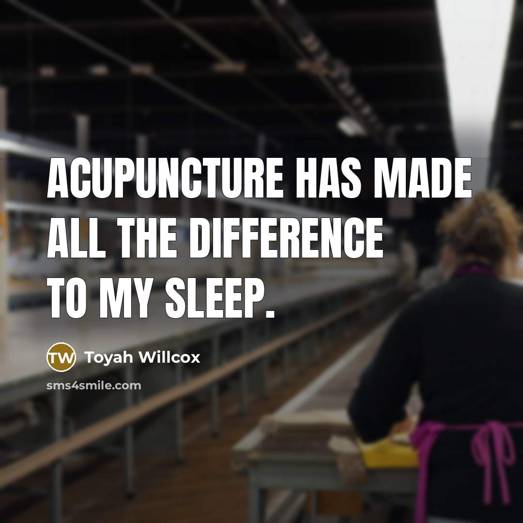 “Acupuncture has made all the difference to my sleep.” quote by Toyah Willcox