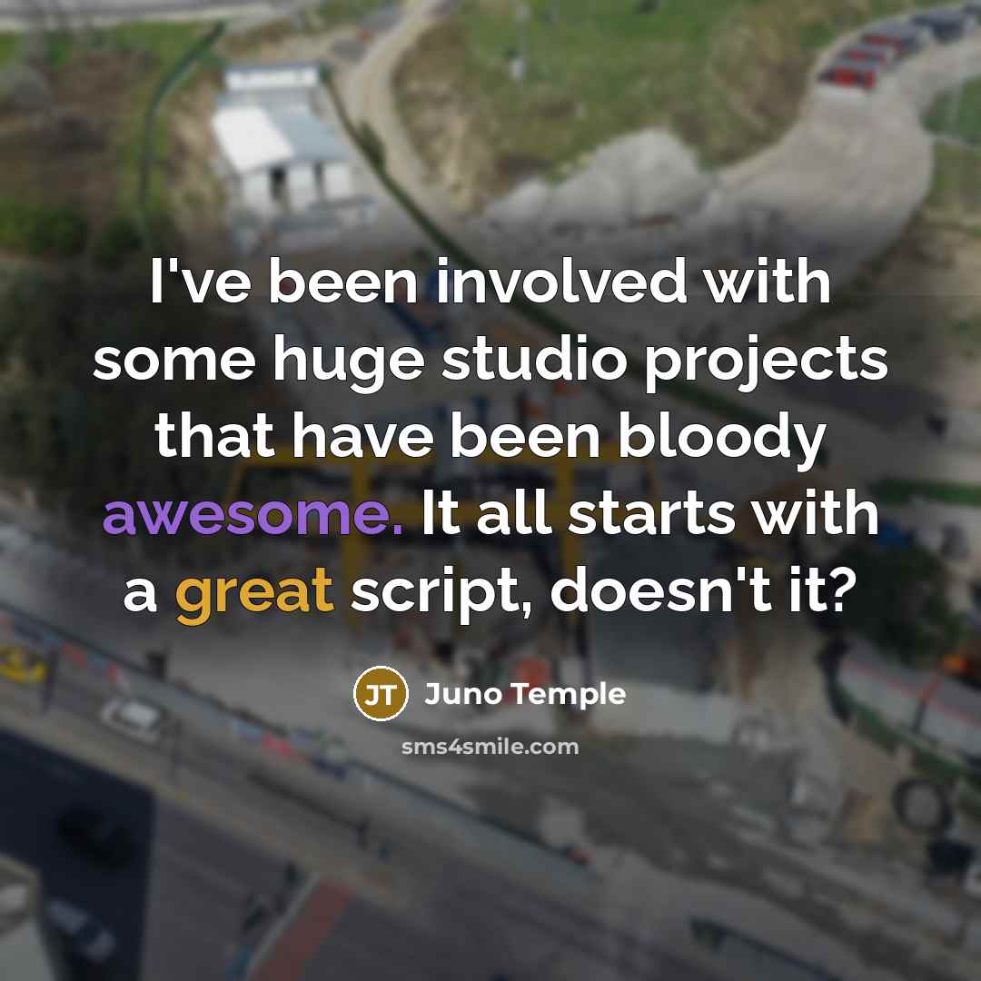 “I've been involved with some huge studio projects that have been bloody awesome. It all starts with a great script, doesn't it?” quote by Juno Temple