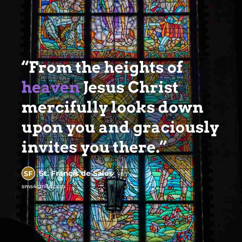 “From the heights of heaven Jesus Christ mercifully looks down upon you and graciously invites you there.” quote by St. Francis de Sales