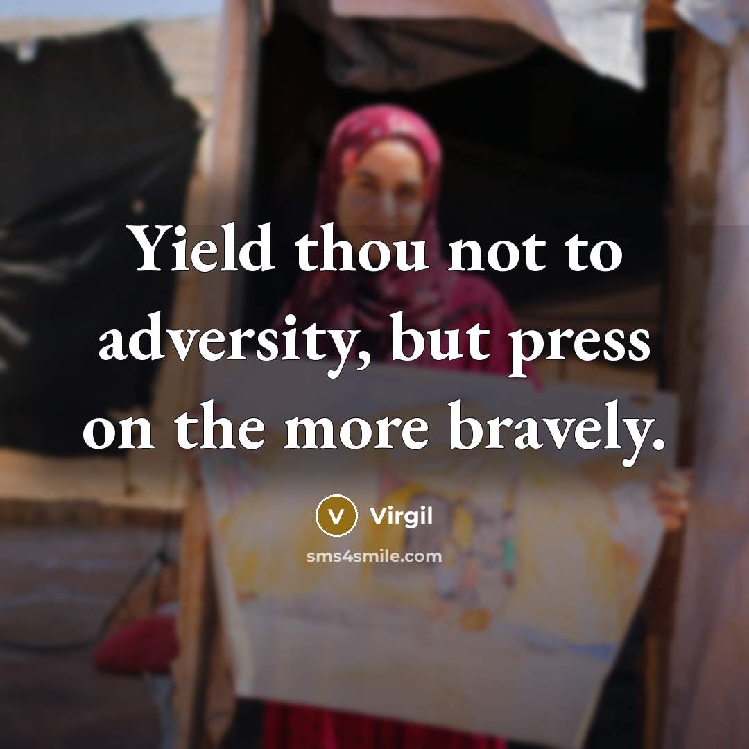 “Yield thou not to adversity, but press on the more bravely.” quote by Virgil