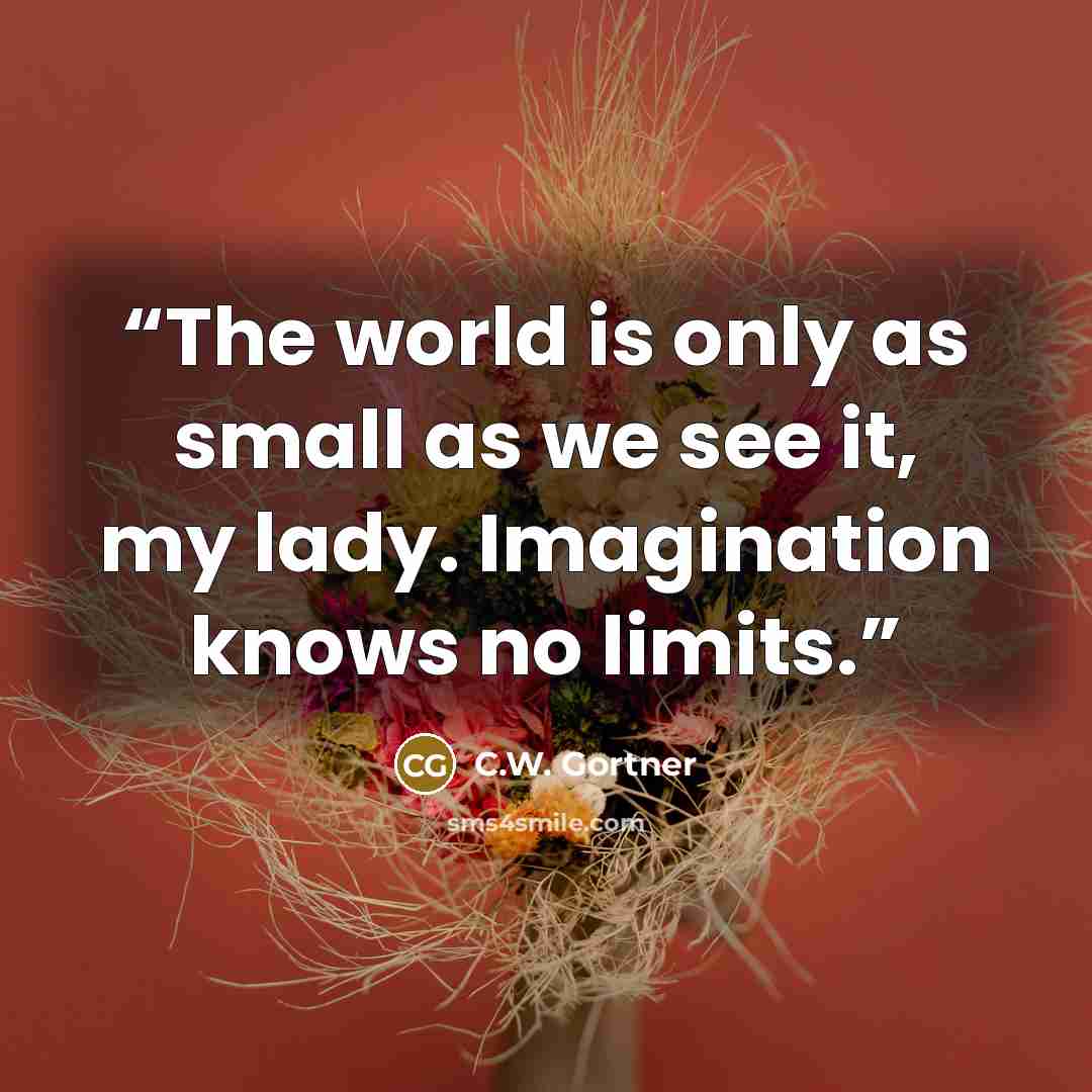 “The world is only as small as we see it, my lady. Imagination knows no limits.” quote by C.W. Gortner