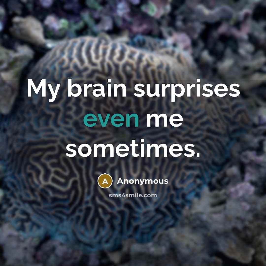 “My brain surprises even me sometimes.” quote by Anonymous
