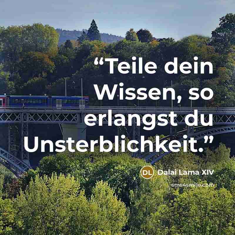 “Teile dein Wissen, so erlangst du Unsterblichkeit.” quote by Dalai Lama XIV