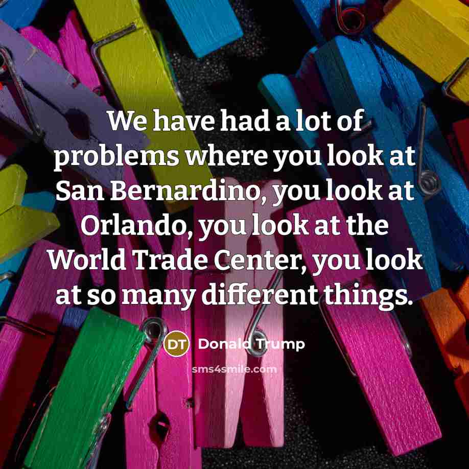 “We have had a lot of problems where you look at San Bernardino, you look at Orlando, you look at the World Trade Center, you look at so many different things.” quote by Donald Trump